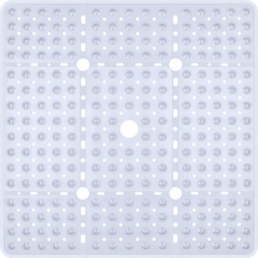 Протиковзкий килимок для душу Kingrading XL 70x70 см, 240 присосок, зливні отвори, можна прати в пральній машині (прозорий)