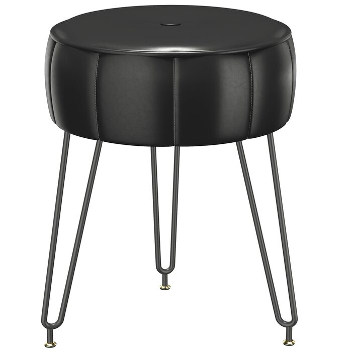 Чорний пуф-стілець для макіяжу в стилі гарбуза, 32x32x44 см (HBD036W)