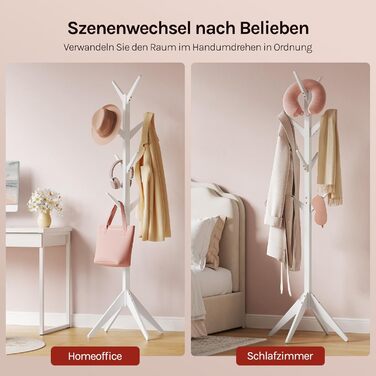 Вільхува Kleiderständer - дерев'яний вішак для одягу з 8 гачками, 180 см (білий)