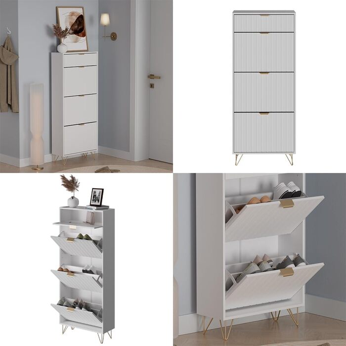 Шафа для взуття Vicco Helge, 60 x 145 см, 3 відділення, білий