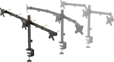 Підставка для моніторів BONTEC на 3 монітори, 13-24 дюйми, LED/LCD, регульована, VESA 75/100, чорна