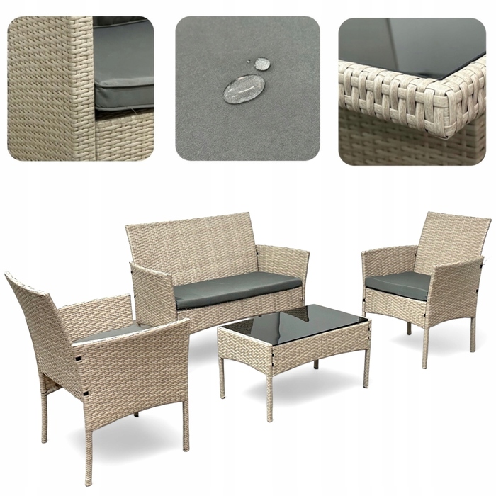 Комплект садових меблів із техноротанга MTG Trade Group, бежевий, 4 предмети