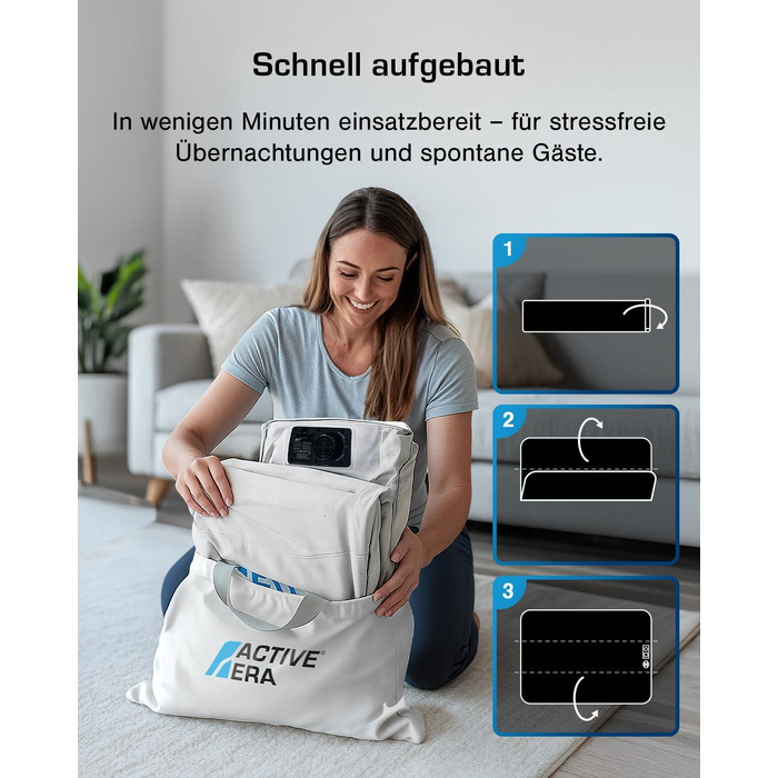 Надувне ліжко Active Era Luxus для 2 осіб з електричним насосом та інтегрованим подушкою. Розмір 200 x 150 x 36.5 см. Підходить для кемпінгу та як гостьове ліжко.