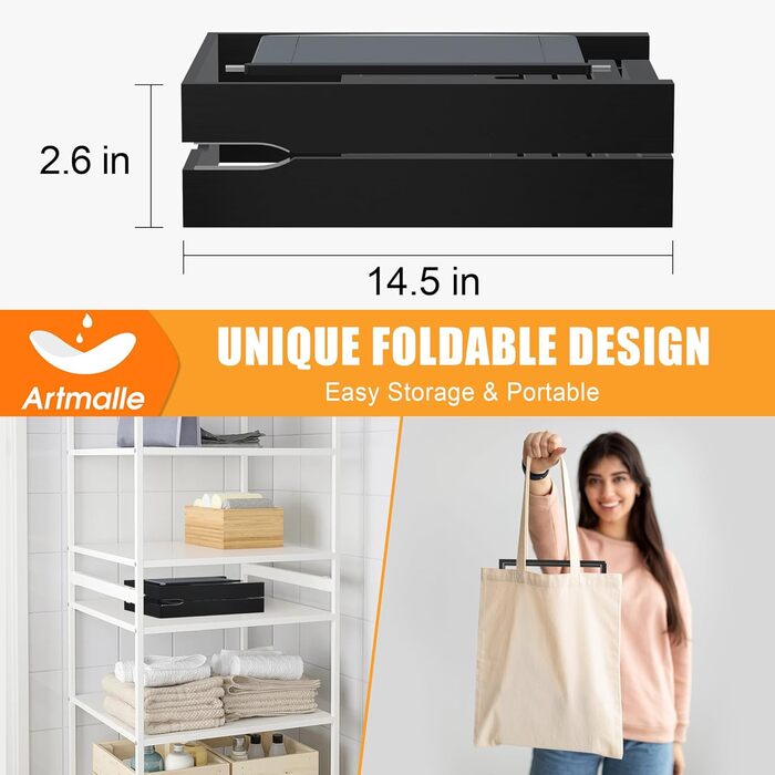 Підставка для ванни Artmalle: складаний бамбуковий столик з тримачем для книги та келиха, мильниця в подарунок, для розслаблення та читання, чорний