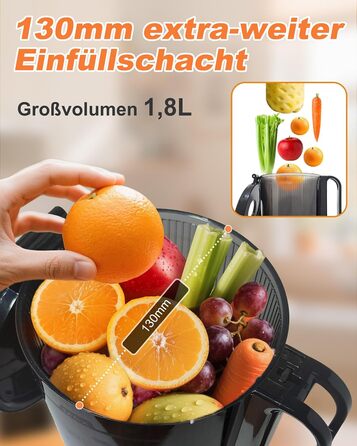 Charmline Slow Juicer: повільний соковитискач для фруктів та овочів, 1,8л, легке очищення