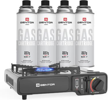 Газовий набір для кемпінгу: плита, 4 балончики 227г та кейс. Плита для кемпінгу, приготування їжі без електрики. Газова плита, газова картридж, кейс для транспортування