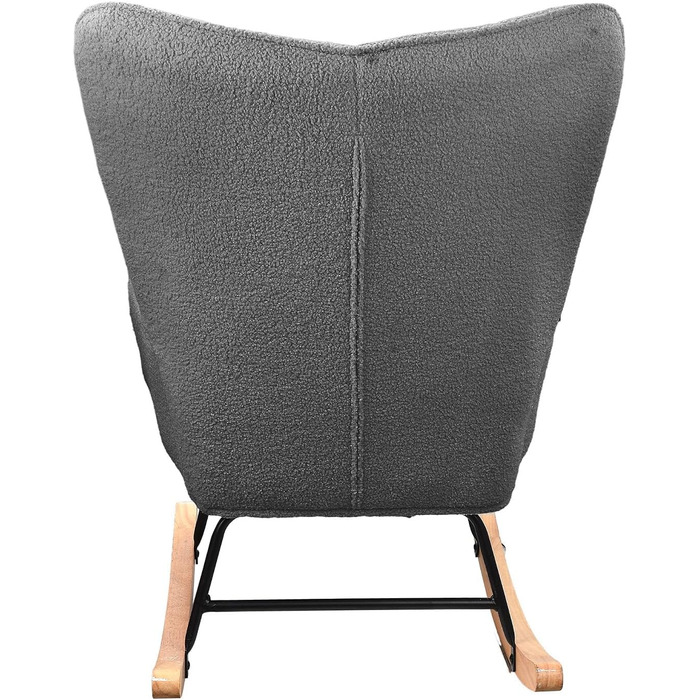 Крісло-гойдалка Liuyoyo з високою спинкою, м'яке крісло з оббивкою, для спальні, офісу, читання, сучасний дизайн (Рожевий, Темно-сірий)