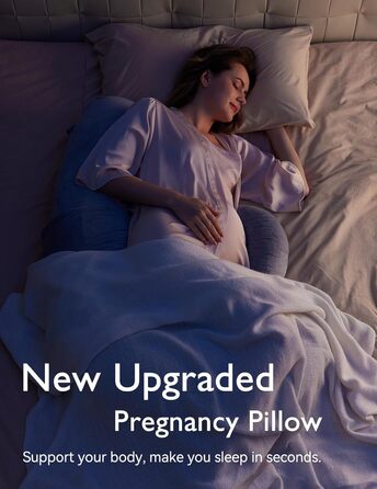 Подушка для вагітних Momcozy F-подібної форми з регульованою подушкою-клином, підтримка всього тіла, для сну на боці, з велюровим чохлом, сіра