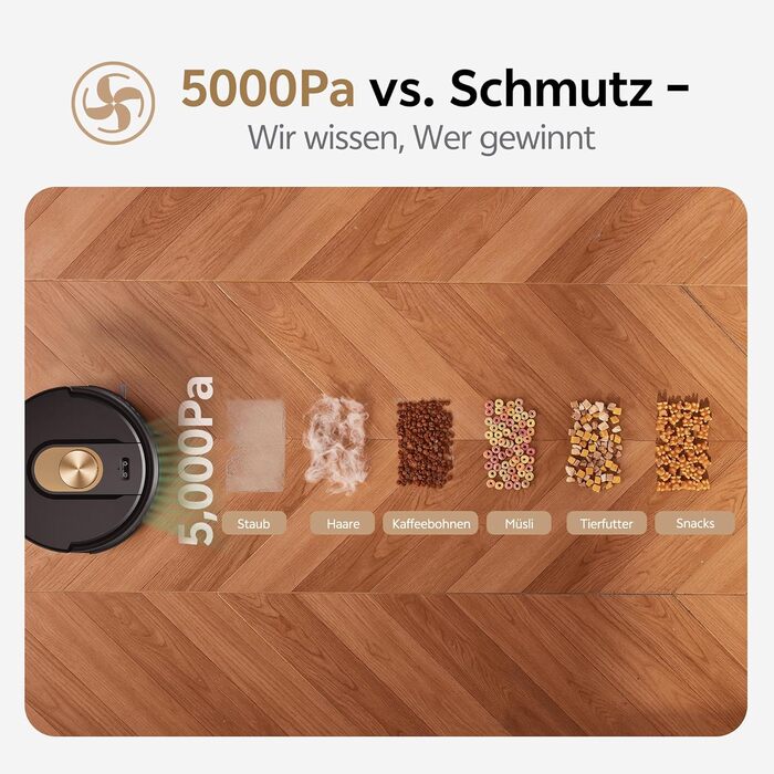 Робот-пилосос Vexilar W9 з функцією миття підлоги, 5000Pa, LiDAR навігація, тихий (50 dB), 150 хв роботи, 15 зон заборони, 5 карт, керування через додаток, пультом та голосовим асистентом