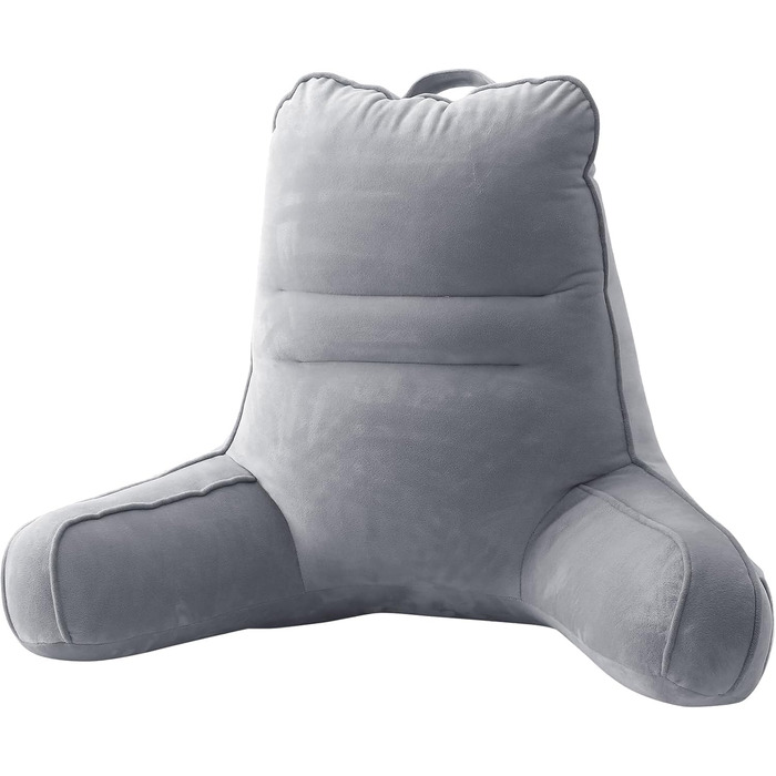 М'яке спинне крісло-подушка Sasttie для ліжка, рожеве (стандарт, темно-сірий) з кишенями та підлокітниками