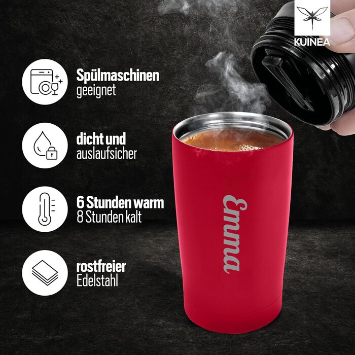 Термокружка з гравіюванням, 350 мл, чорна (можливість персоналізації), без витоку