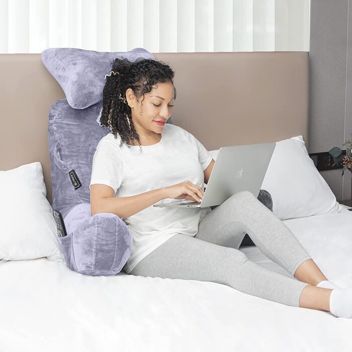 Велике крісло-мішок для читання з підголівником та підлокітниками, 78,7 см, сіре