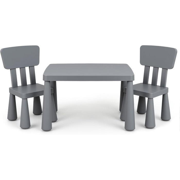 Дитячий стіл LIFEZEAL з 2 стільцями: набір меблів для дітей з пластику сірого кольору