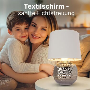 Лампа настільна ARTE LAMP LED з хромованою основою та абажуром з текстилю, біла – для вітальні та спальні