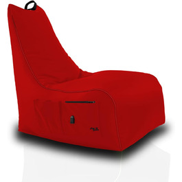 Ігрова подушка для ігор BuBiBag з кабелями та сумками, тримач, ігрове крісло для дітей та дорослих, крісло-мішок для приміщень та вулиці - Magic Gambler (Fire Red)
