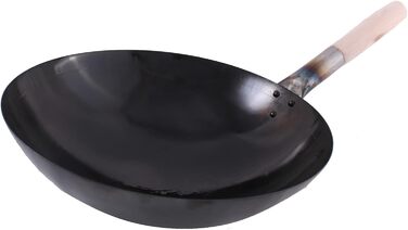 Сковорода Вок з круглим дном попередньо обсмажена з вуглецевої сталі натуральний антипригарний шар AAF nommel (36 см)