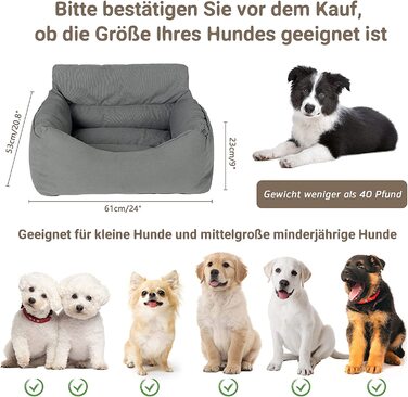 Автомобільне сидіння і ліжко NIBESSER 2-в-1 для собак, водонепроникне і нековзне, сидіння-бустер для кішок, знімний чохол і подушка (збільшений-сіро-зелений)