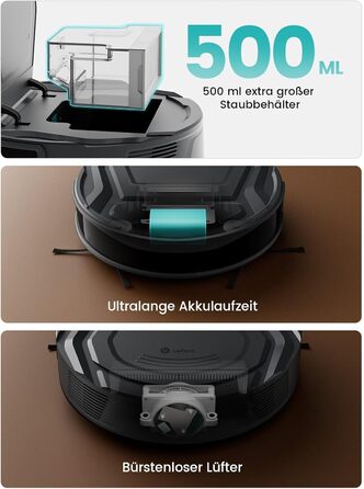 Робот-пилосос LEFANT M210 Pro+ Black: потужність 4000Pa, Wi-Fi, керування через додаток/Alexa, оминання перешкод 190°, тихий, для твердих підлог та килимів, збір шерсті тварин