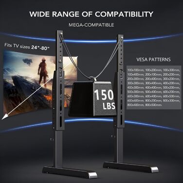 Підставка для телевізора Universal HT10B-002: регульована, VESA 800x500, до 80 дюймів, 50 кг