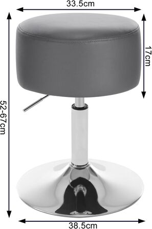 Табурет для макіяжу WOLTU, регульований по висоті, поворотний, з м'якою оббивкою, зі штучної шкіри, сірий, BH14ws-1