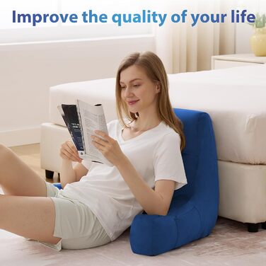 Подушка для читання з підлокотниками для дорослих, спинна подушка для відпочинку в ліжку, подушка з піною з пам'яті з кишенями та знімним, пральним чохлом, для відпочинку, перегляду телевізора