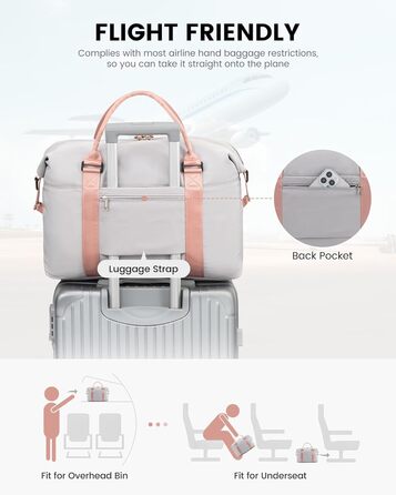 Спортивна сумка LOVEVOOK для жінок: дорожня, для плавання, фітнесу, клініки. 30L, водонепроникна, сіра + рожевий ремінець