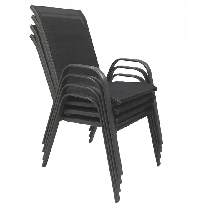 Комплект садових меблів із металу, контрастний сірий, 5 предметів