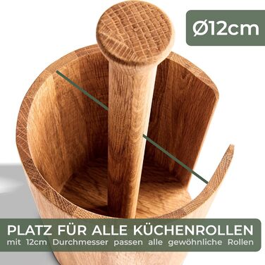 Тримач для паперових рушників WALDWERK з натурального дуба, підставка для всіх стандартних кухонних рулонів, екологічний безпластиковий дизайн