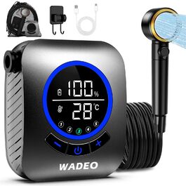 Портативна душова кабіна WADEO з насосом, 8000mAh, LED-дисплей, для кемпінгу та подорожей