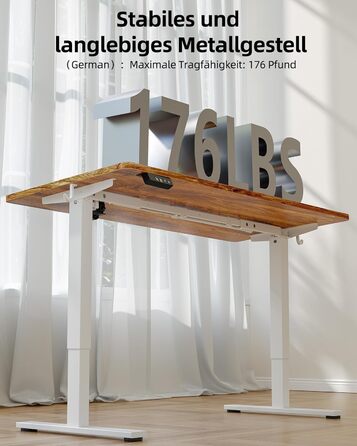 Регульований стіл BEXEVUE 120x60 см, електричний, з пам'яттю, для комп'ютера, білий