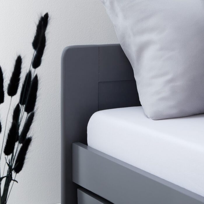 Висувне ліжко Homestyle4u 90x200 см з ящиком для зберігання, сірий дуб, каркас з сосни, ламелі, дитяче ліжко