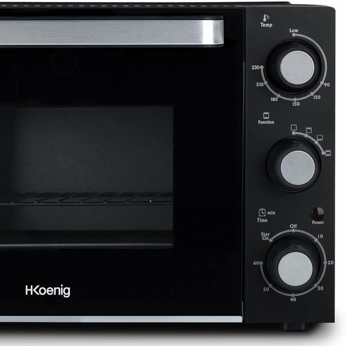 Міні-піч H.Koenig FO42, 42л, 230°C, 5 режимів, таймер 90хв, конвекція, гриль, з щипцями, крихтозбірник, поворотний насадка, 2000W