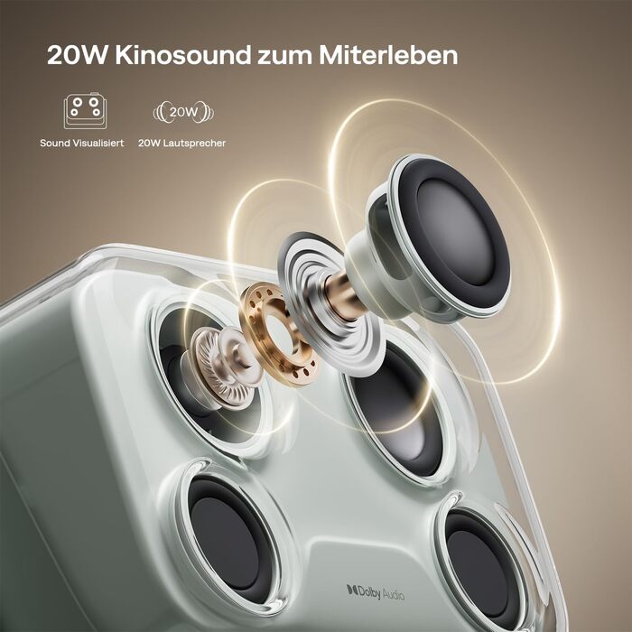 Aurzen Boom Mini 4-в-1 Smart Beamer: проєктор 4K з Google TV, аудіо Dolby 20W, Wi-Fi, Bluetooth, автофокус, корекція трапеції (зелений)