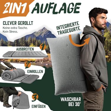 Розкладне туристичне ліжко ELONEO NEU з преміум-матрацом, витримує до 200 кг, з сумкою для транспортування, сіре