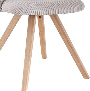 Набір з 2 стільців для їдальні B&D home® Vicky – оббивка з тканини Cord, сірий колір, ергономічна спинка, дерев'яні ніжки, дизайн модерн-кантрі для кухні, їдальні та вітальні