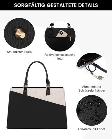 Сумка для ноутбука LOVEVOOK: жіноча сумка-шоппер, велика, на плече, 15.6 дюймів, чорна