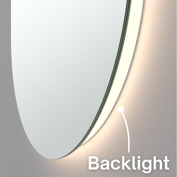 Дзеркало для ванної кімнати Loevschall з LED підсвічуванням, овальне, 80x50 см, регульоване, настінне