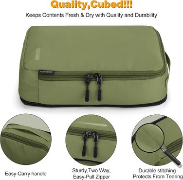 Набір органайзерів для валізи 8 шт, дорожні сумки-пакувальники з косметичкою, Army Green