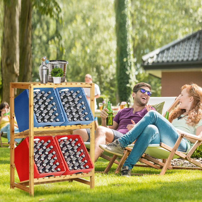 Полиця для пляшок Outsunny Wine Rack з 2 нахиленими полицями, полиця для патіо та саду, натуральна 74x45x111 см, стильна та практична