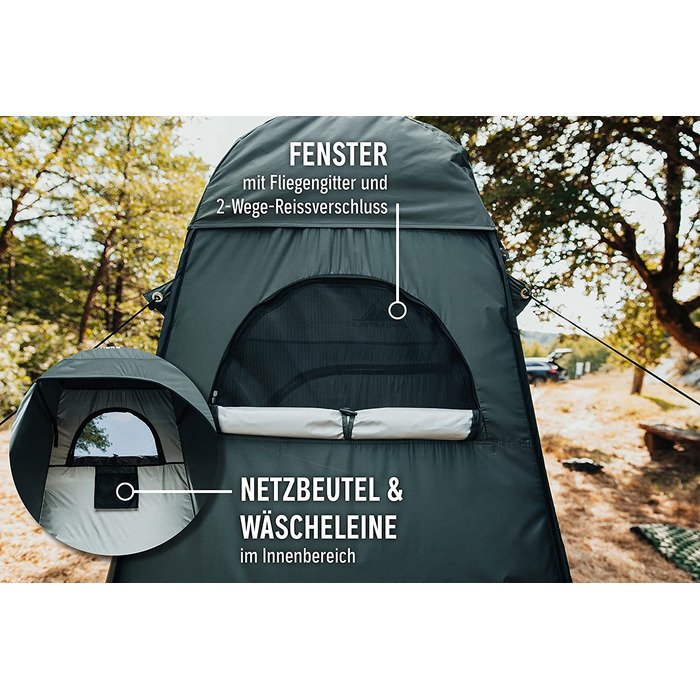 Намет Wanderfalke® XL Pop Up, роздягальня, туалет, душ 120x120x210 см для відпочинку на природі, кемпінгу, риболовлі, пляжу, з сумкою (Хвойний зелений)