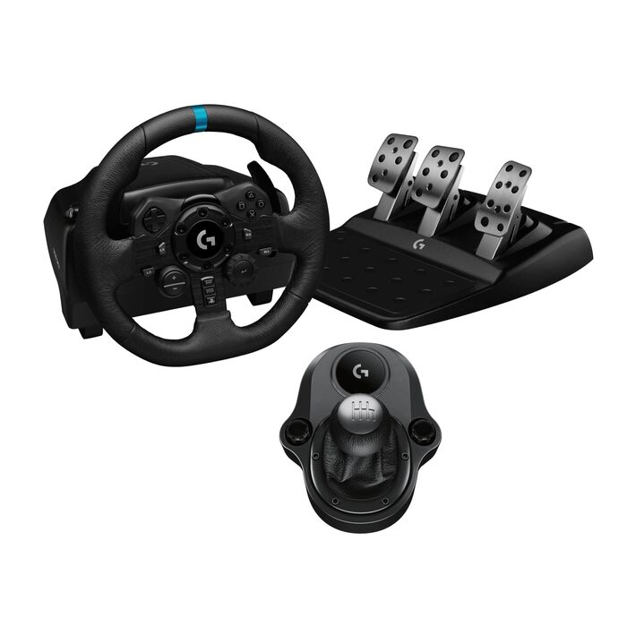 Logitech G923 Racing Wheel – Гоночний руль з педалями та перемикачем для PS5, PS4, PC, Mac. TRUEFORCE, 1000Hz, чорний