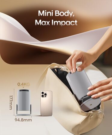 Портативний проєктор Mini Beamer 4K з Android 11: Smart, електричний фокус, WiFi 6, BT 5.0, Full HD 1080P, 260ANSI, корекція трапеції, 5W динамік (сірий)