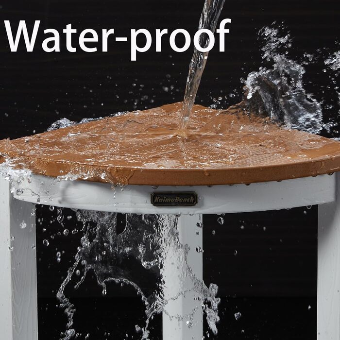 Крісло для душу Eck-Duschhocker, водонепроникне, Polyholz, біле/коричневе, з регульованими ніжками, антиковзне, для ванної кімнати