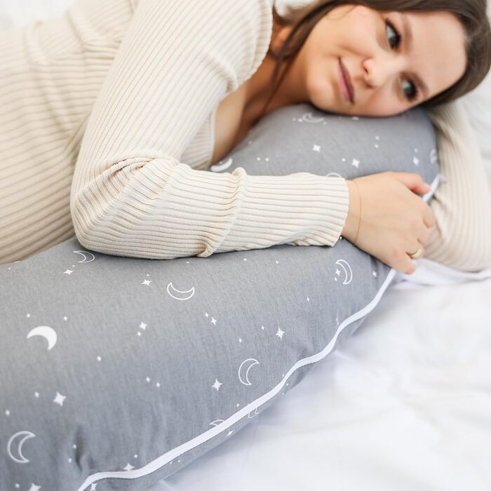 Подушка для сну на бік для малюків Totsy Baby 190 см - подушка для вагітних, м'яка, з муслінової тканини, сертифікат Oeko-Tex