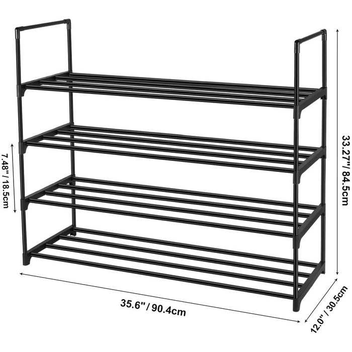 Полиця для взуття WHITGO, 4-х ярусна, металева, штабельна, на 16-20 пар взуття