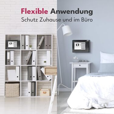 Сейф для дому LEBENLANG 5L з вогнестійким кишеням та запасним ключем | Сейф для грошей, документів, цінностей | Настінний сейф, шафка-сейф