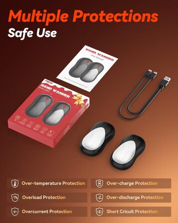 Електричні грілки для рук PHEJIE, 2 шт. з підзарядкою, 3 режими нагріву, портативні, для активного відпочинку, кемпінгу, гольфу, подарунок для жінок та чоловіків (чорний, срібний)