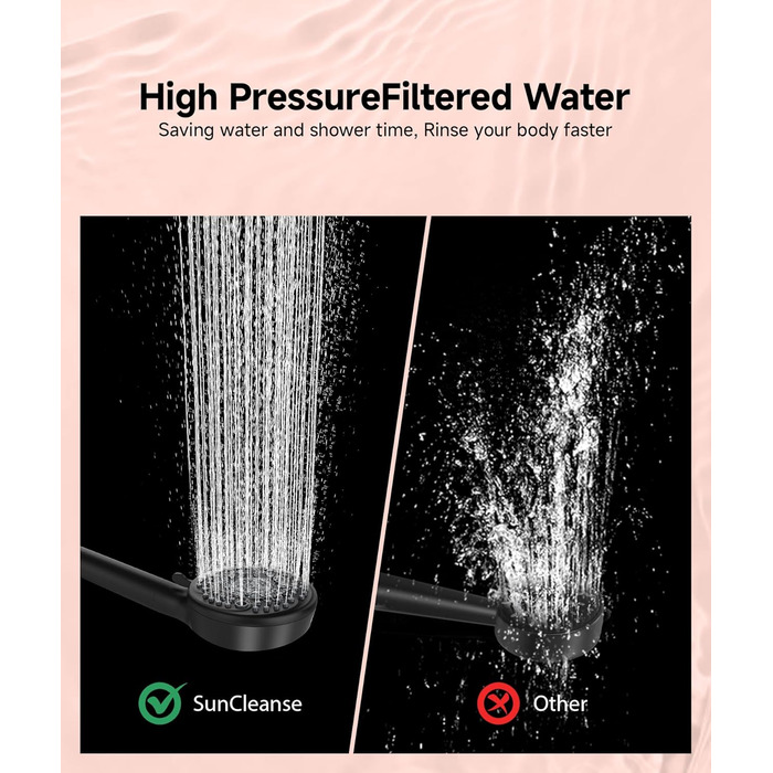 Фільтр для душу SunCleanse з ручним душем, 9 режимів, знімний, для жорсткої води, чорний матовий