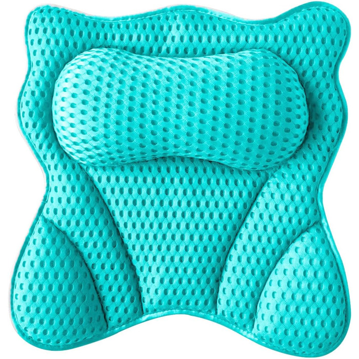 Подушка для ванни 4D Luxus, для голови, шиї, плечей та спини, ергономічна, з 6 присосками, для джакузі та домашнього спа (Зелена)