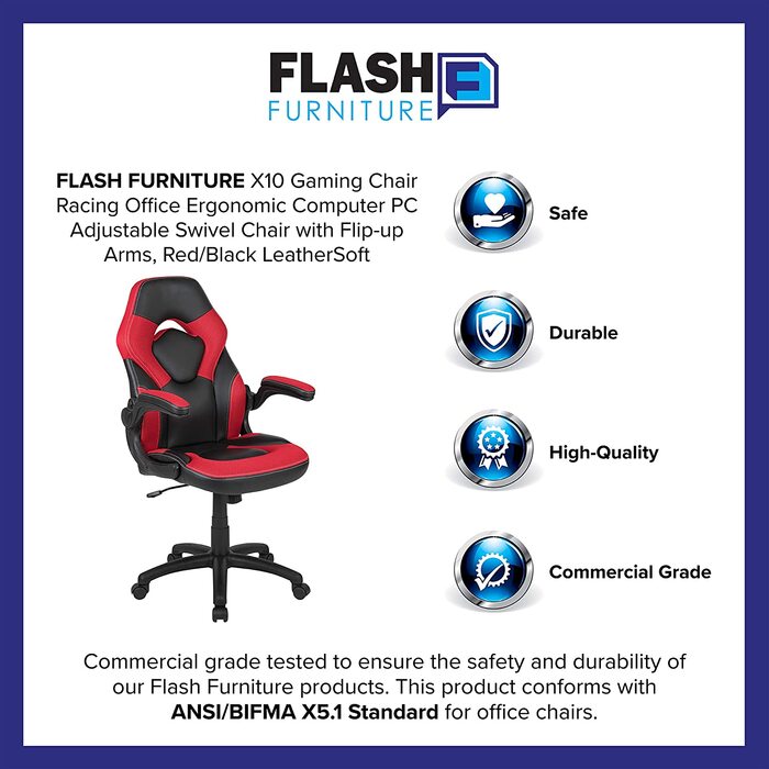 Ігрове крісло Flash Furniture чорно-червоне